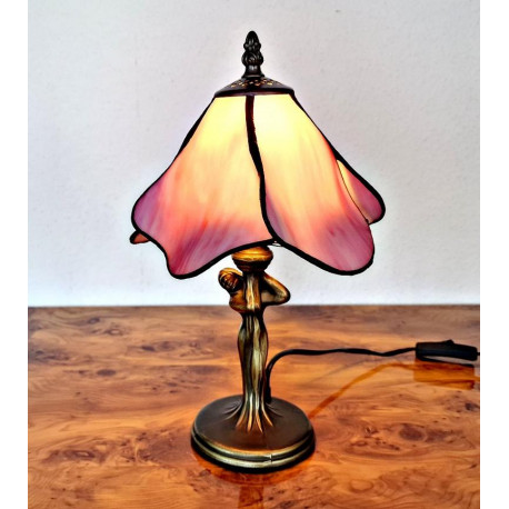 Tiffany Tischleuchte im Tiffany Stil Rosa Glas m09
