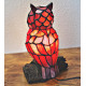 Tiffany Tischleuchte EULE rot im Tiffany Stil m17