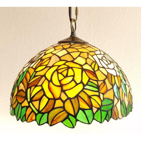 Tiffany Deckenleuchte mit Blumen im Tiffany Stil F439