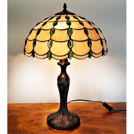 Tischleuchte beige im Tiffany Stil k157