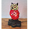 Tiffany Tischleuchte EULE rot im Tiffany Stil m218