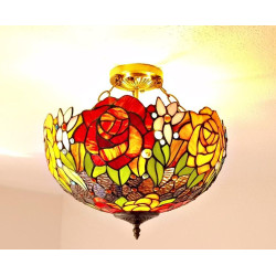 Tiffany Deckenleuchte im Tiffany Stil Rosen DT504