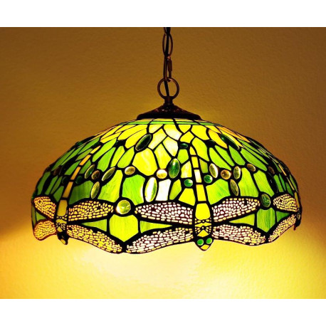 Tiffany Deckenleuchte grün Dragonfly im Tiffany Stil F461