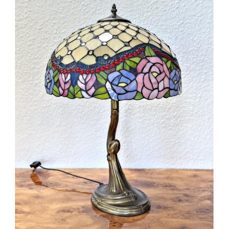 Tiffany Tischleuchte im Tiffany Stil Rosen Blumen m223