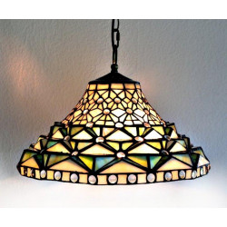 Tiffany Deckenleuchte türkis weiß im Tiffany Stil F447