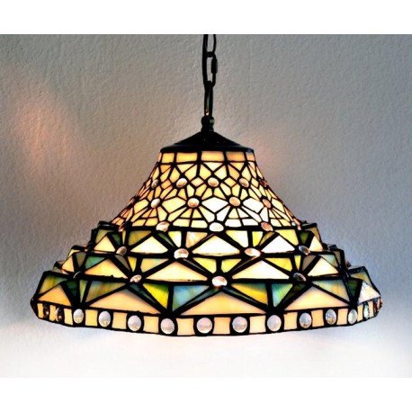 Tiffany Deckenleuchte türkis weiß im Tiffany Stil F447