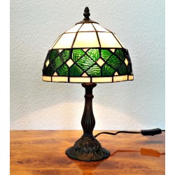 Tiffany Tischleuchte im Tiffany Stil grün weiß K139