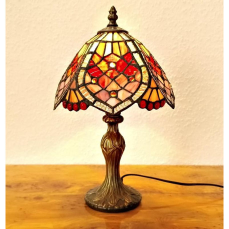 Tiffany Tischleuchte im Tiffany Stil rot m212