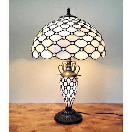 Tiffany Tischleuchte mit beleuchtetem Fuß im Tiffany Stil T319